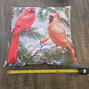 Briarwood Lane Cardinal Themed Reversible Throw Pillow Blue Plaid Back